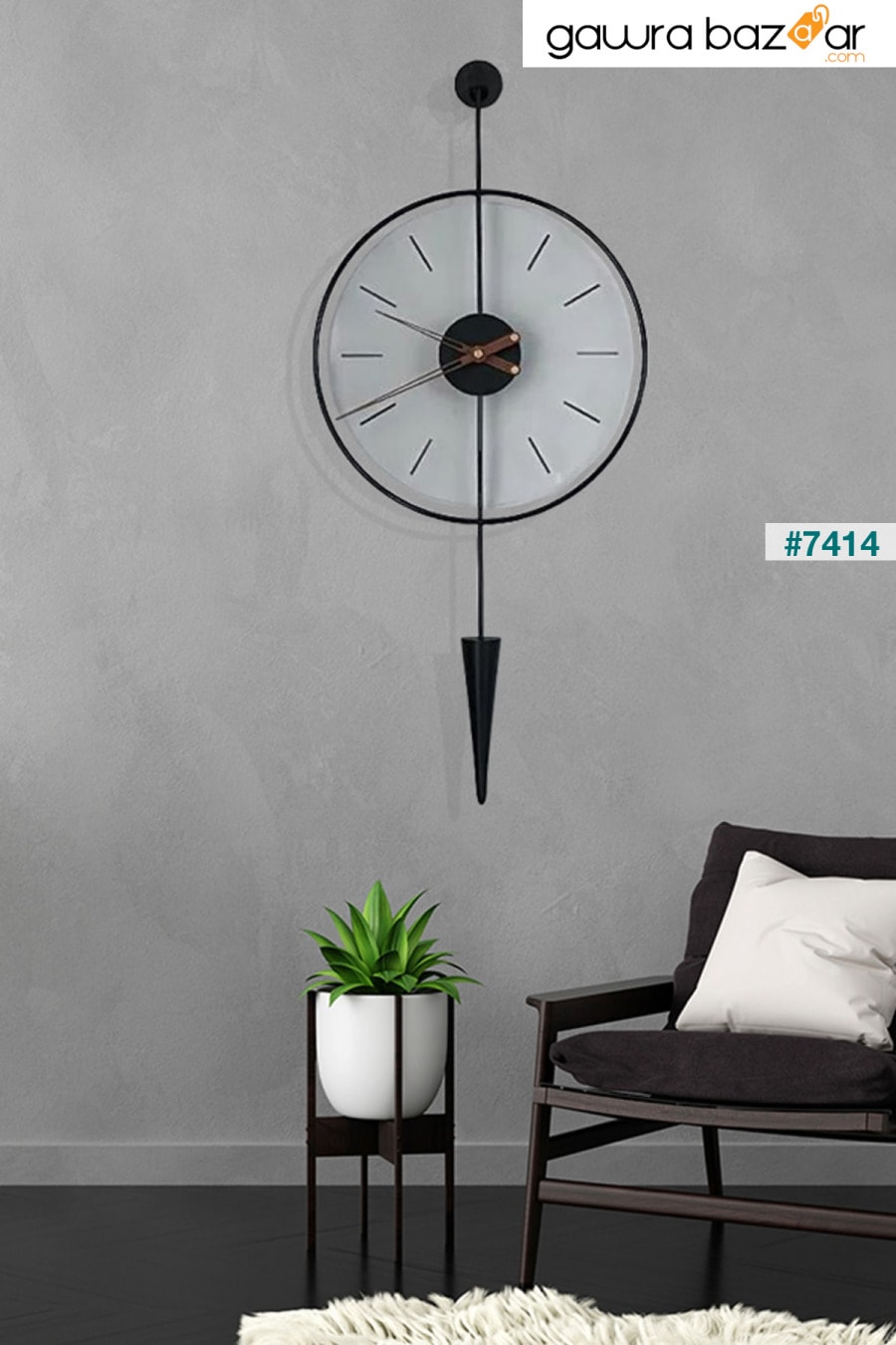 Masippi Glazing أسود ، معدن وزجاج ساعة حائط بتصميم عصري AGA KONSEPT 0