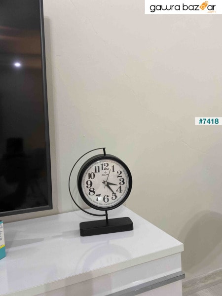 Muyika Maniera ساعة مكتب معدنية مزخرفة آلية صامتة أسود mms