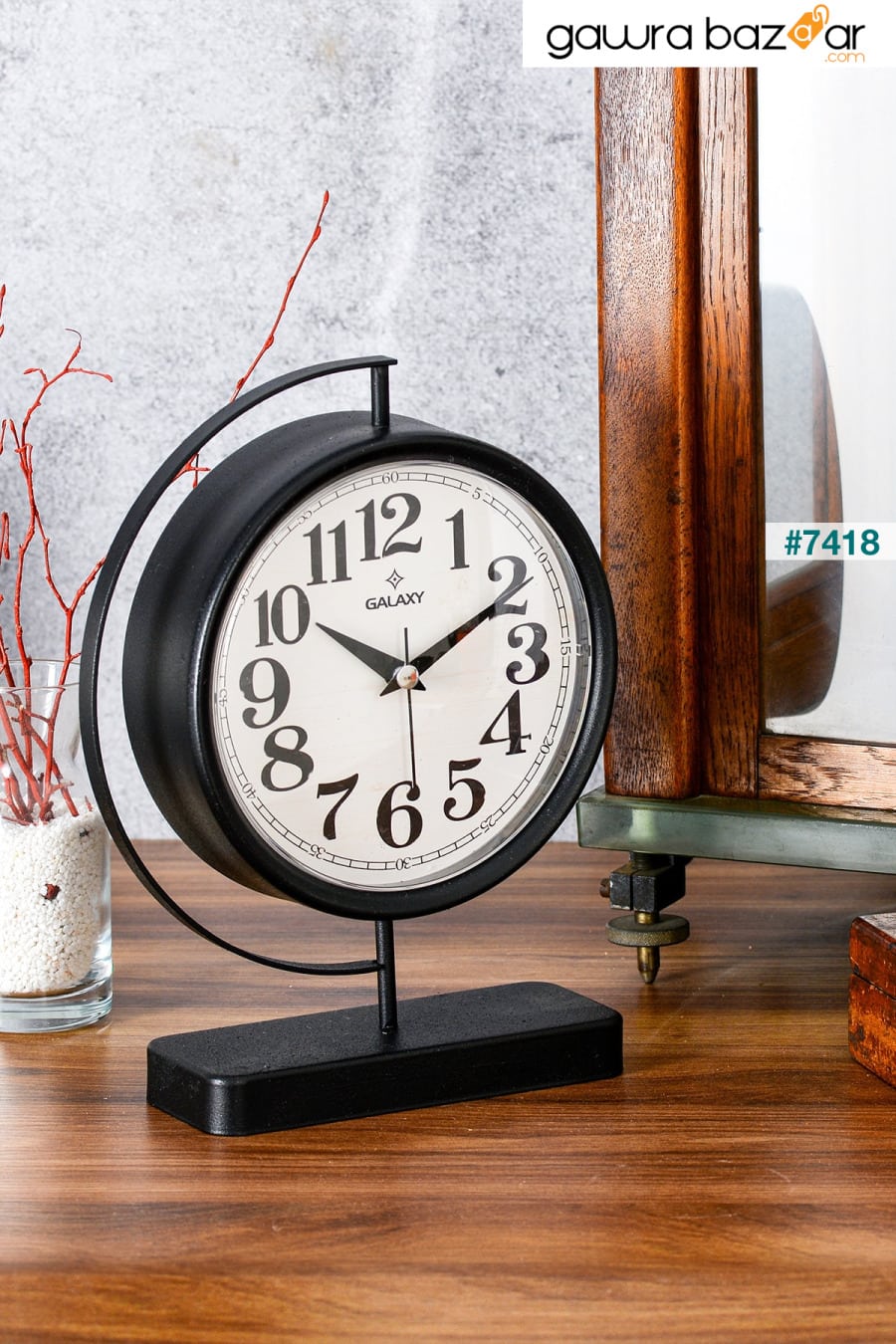 Muyika Maniera ساعة مكتب معدنية مزخرفة آلية صامتة أسود mms Muyika Design 0