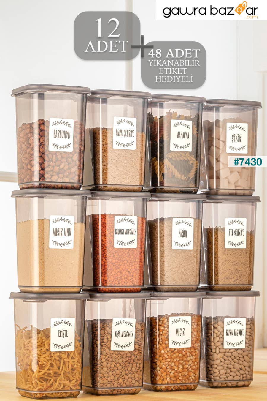 مجموعة من 12 حاوية تخزين طعام مربعة من ميلي بغطاء مانع للتسرب أنثراسايت 12 × 1.10 لتر Meleni Home 0