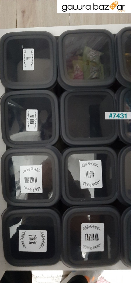مجموعة من 12 حاوية تخزين طعام مربعة بحجم جامبو مع غطاء مانع للتسرب أنثراسايت 12 × 1.70 لتر