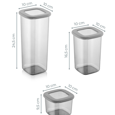 مجموعة حاويات تخزين الإمداد المربعة 24 قطعة 8x (0.55 لتر ، 1.2 لتر ، 1.75 لتر) أنثراسايت