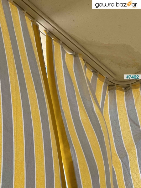 ستارة الشرفة الدرجة الأولى قماش الجبردين ستارة فاخرة أصفر رمادي