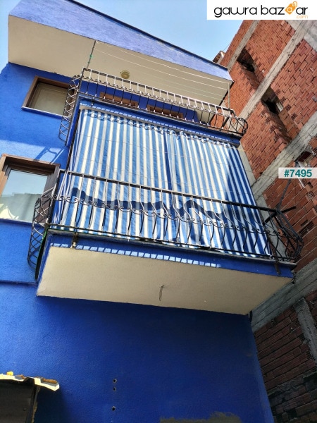قماش ستارة للشرفة - enxboy - مضاد للمطر - سميك - مزرر بأزرار أزرق