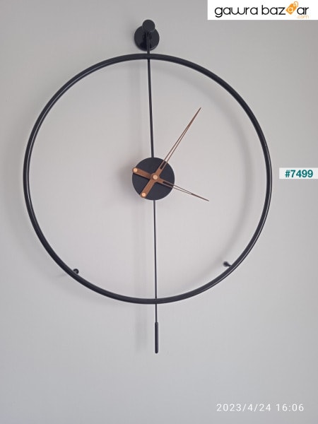 Tiktok Plus 60 سم أسود ، ساعة حائط معدنية مزخرفة حديثة بندول
