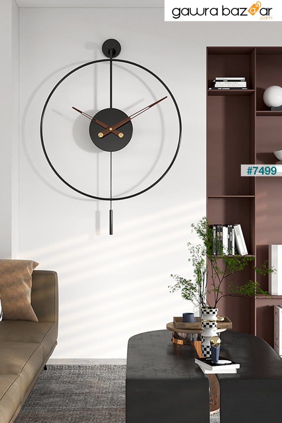 Tiktok Plus 60 سم أسود ، ساعة حائط معدنية مزخرفة حديثة بندول AGA KONSEPT 0