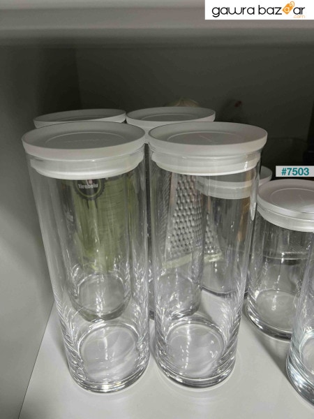 برطمان زجاجي مفرغ - عبوة تخزين زجاج التوريدات 8 قطع لون ابيض 43756