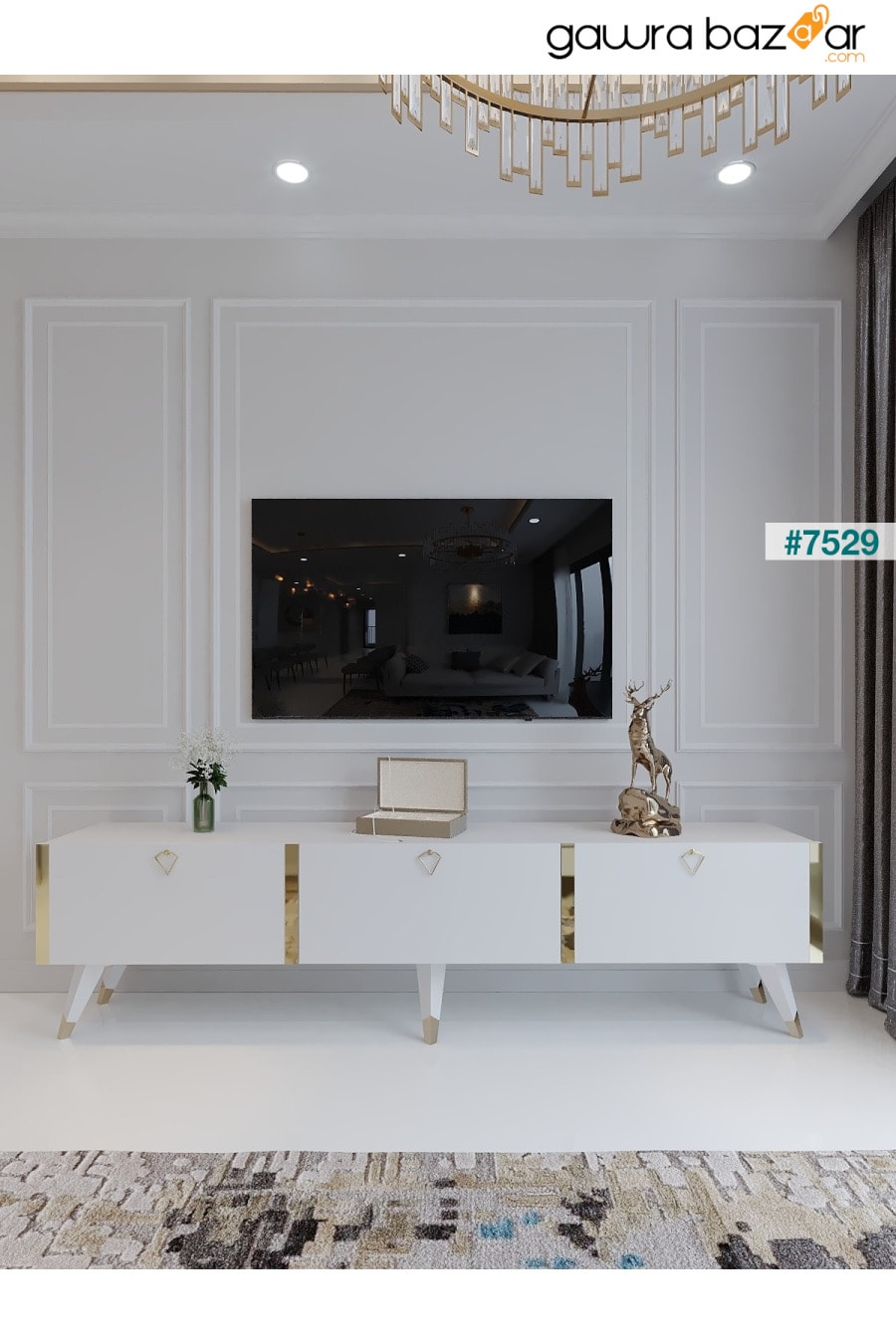 وحدة تلفزيون المهرجان G3017-1 اتصال Minifix أبيض ناصع Myniture Home & Living 1