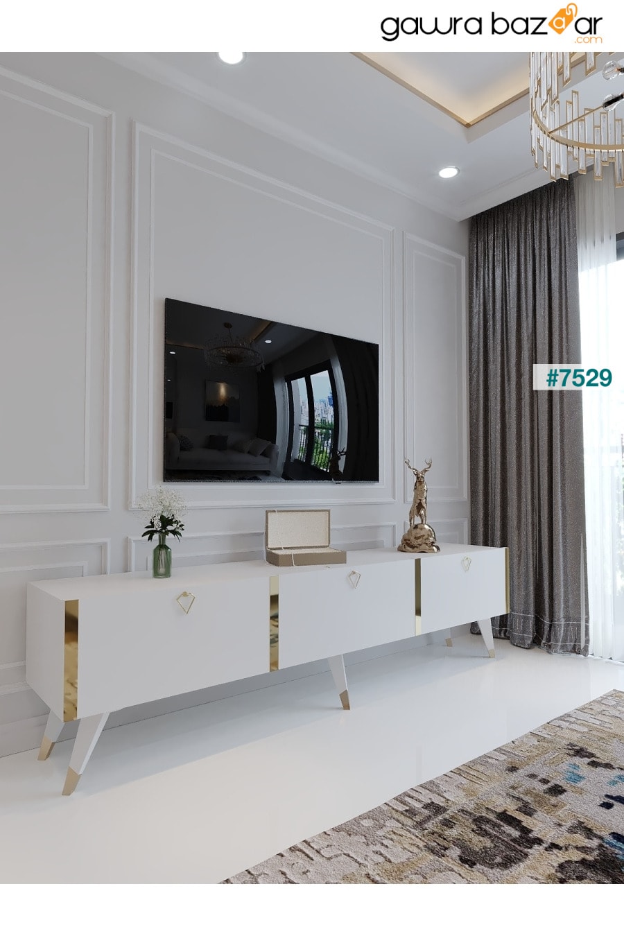 وحدة تلفزيون المهرجان G3017-1 اتصال Minifix أبيض ناصع Myniture Home & Living 0