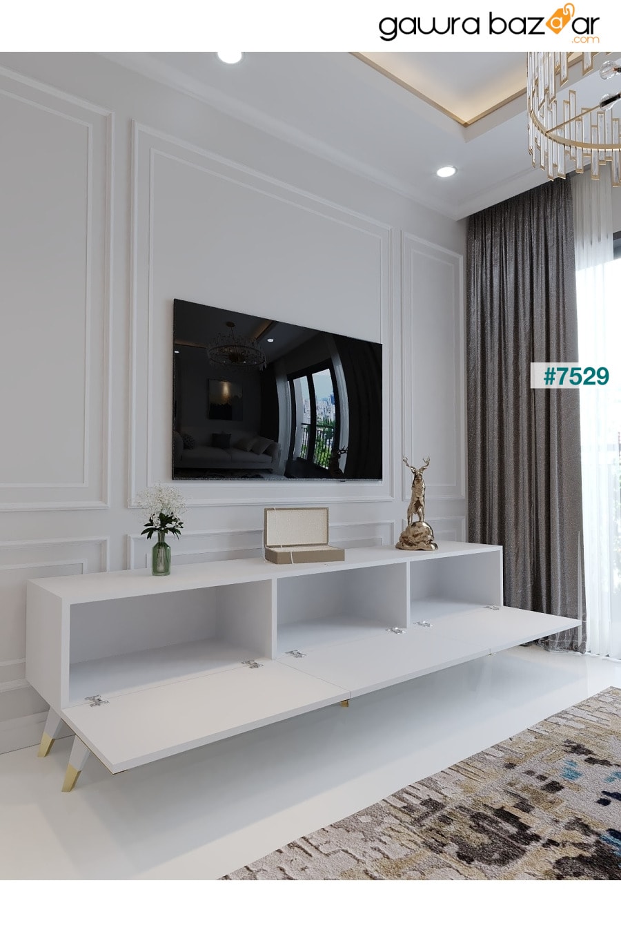 وحدة تلفزيون المهرجان G3017-1 اتصال Minifix أبيض ناصع Myniture Home & Living 2