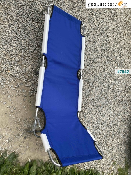 Ecm Blue Folding Sunbed Campet Beach Bed-oxfort Ripstop Fabric ، جسم غير قابل للصدأ