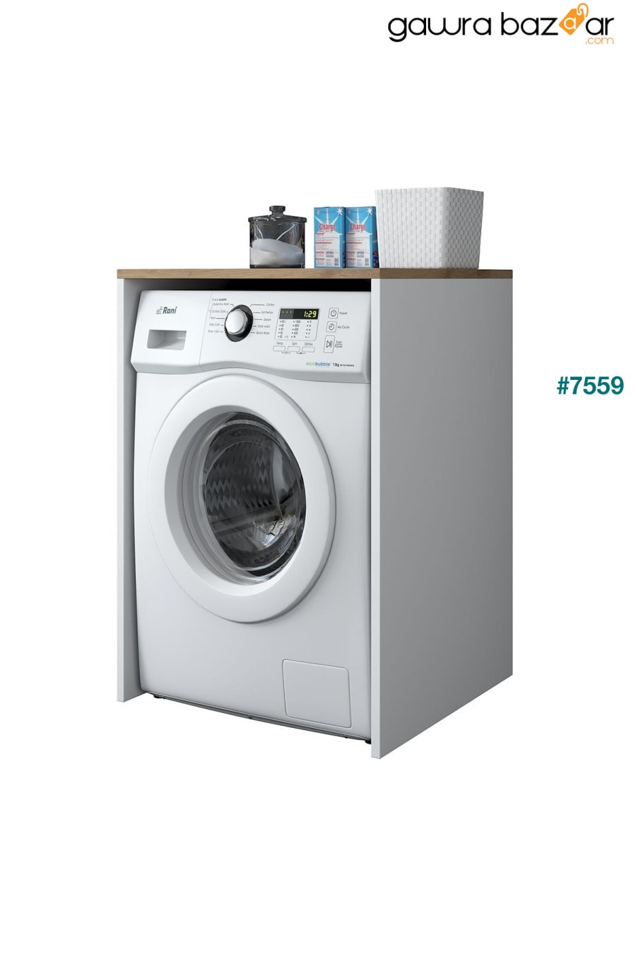 Rani KD103 Washing - Dryer Cabinet بدون باب أبيض - سلة الجوز Rani Mobilya 4