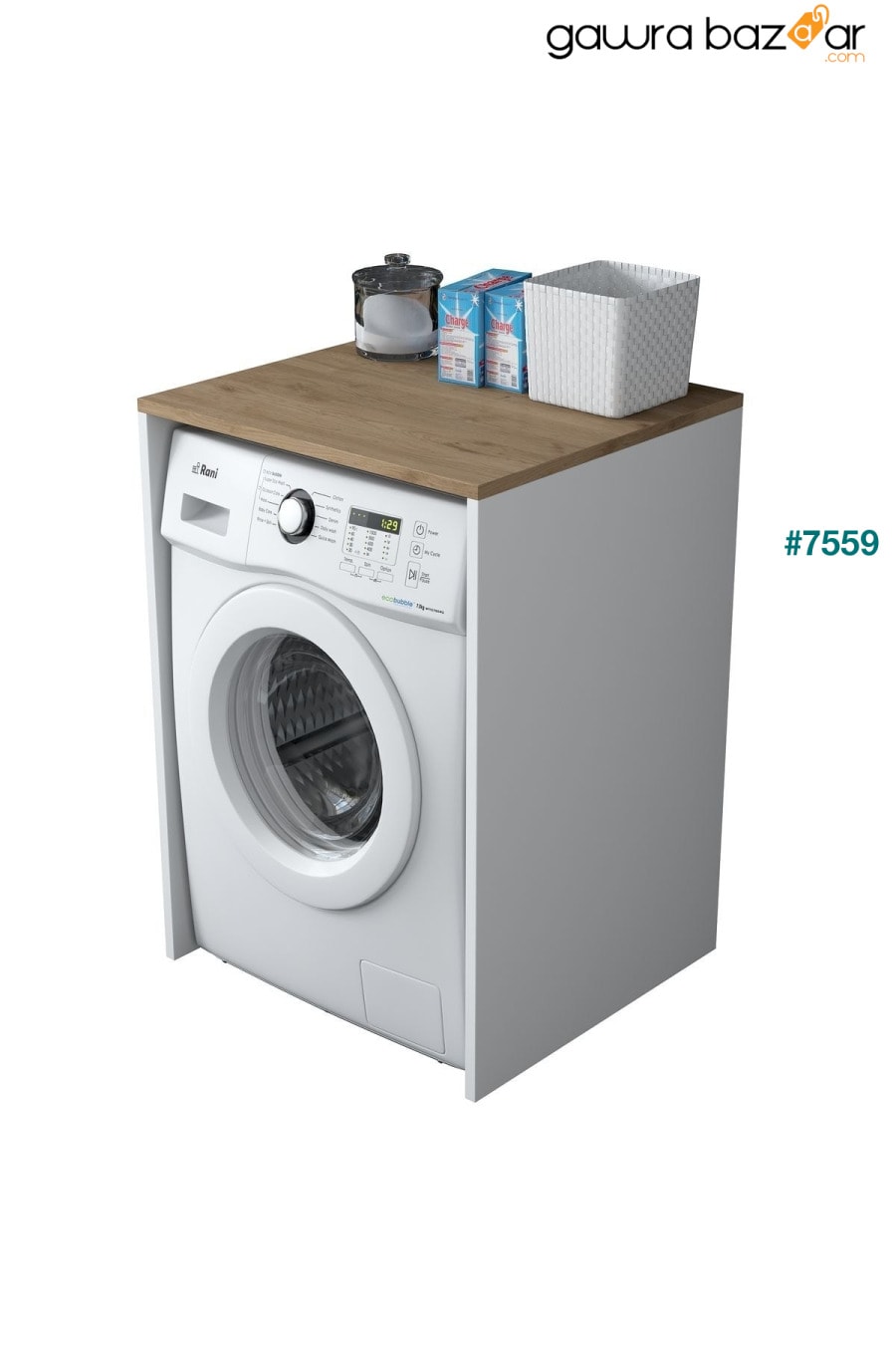 Rani KD103 Washing - Dryer Cabinet بدون باب أبيض - سلة الجوز Rani Mobilya 5
