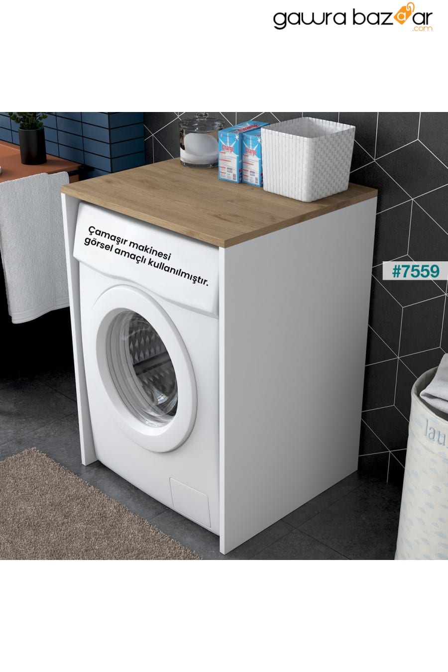Rani KD103 Washing - Dryer Cabinet بدون باب أبيض - سلة الجوز Rani Mobilya 0