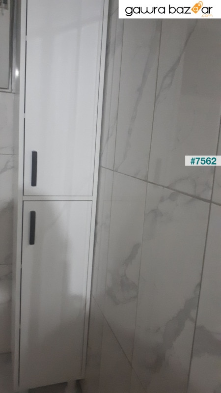 Rani F1 خزانة متعددة الأغراض 2 أبواب 6 أرفف حمام خزانة مطبخ أبيض M1.5