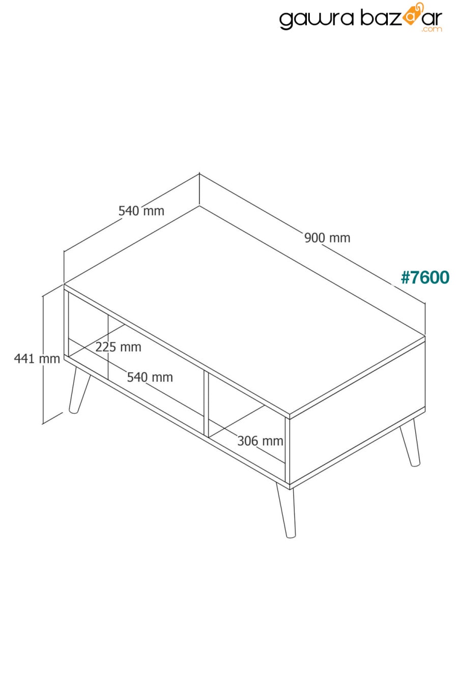 إكسين (أرجل خشبية) سلة طاولة القهوة - أبيض 2074 Mezza 4