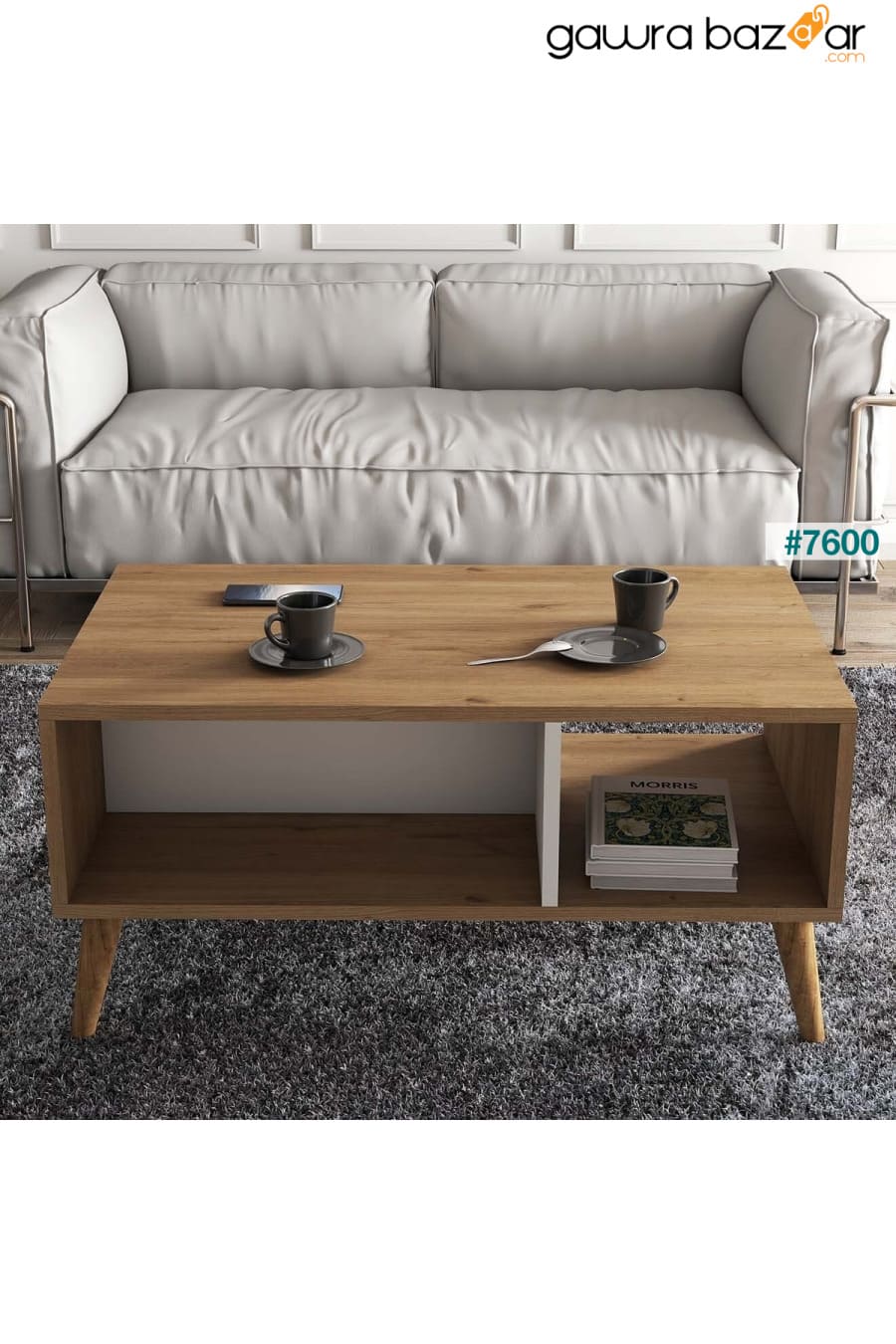 إكسين (أرجل خشبية) سلة طاولة القهوة - أبيض 2074 Mezza 1