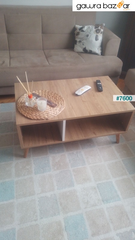 إكسين (أرجل خشبية) سلة طاولة القهوة - أبيض 2074