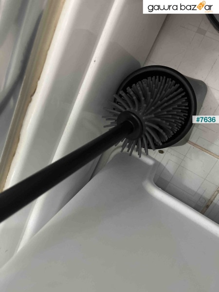مجموعة فرشاة المرحاض المخروطية السوداء بطرف سيليكون مضاد للبكتيريا - فرشاة تنظيف المرحاض ووعاء المرحاض