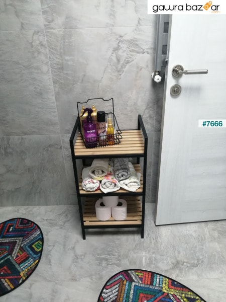 ديكور خشبي خشبي 3 أرفف متعددة الأغراض خزانة حمام مفتوحة