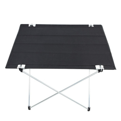 طاولة التخييم والنزهات القماشية القابلة للطي ، أسود ، موديل عريض ، 73 × 55 × 48 سم