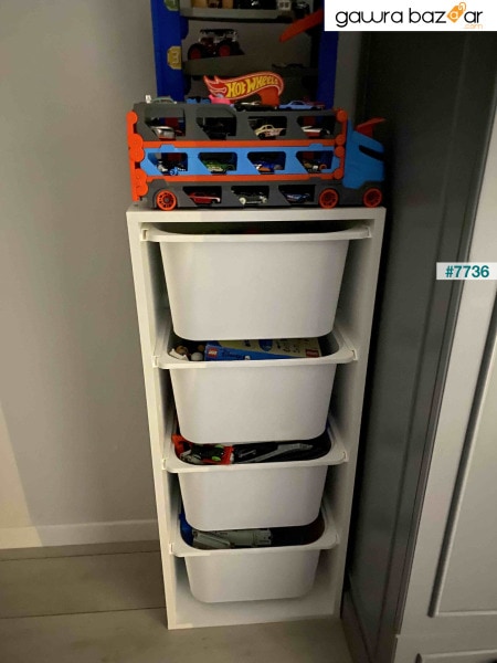 خزانة ألعاب متعددة الأغراض مع 4 سلال عميقة خزانة مطبخ بيضاء