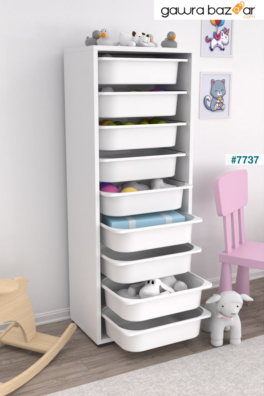 خزانة مطبخ 9 دولاب ملابس خزانة ألعاب متعددة الأغراض خزانة تخزين للحمام باللون الأبيض Pratico 1