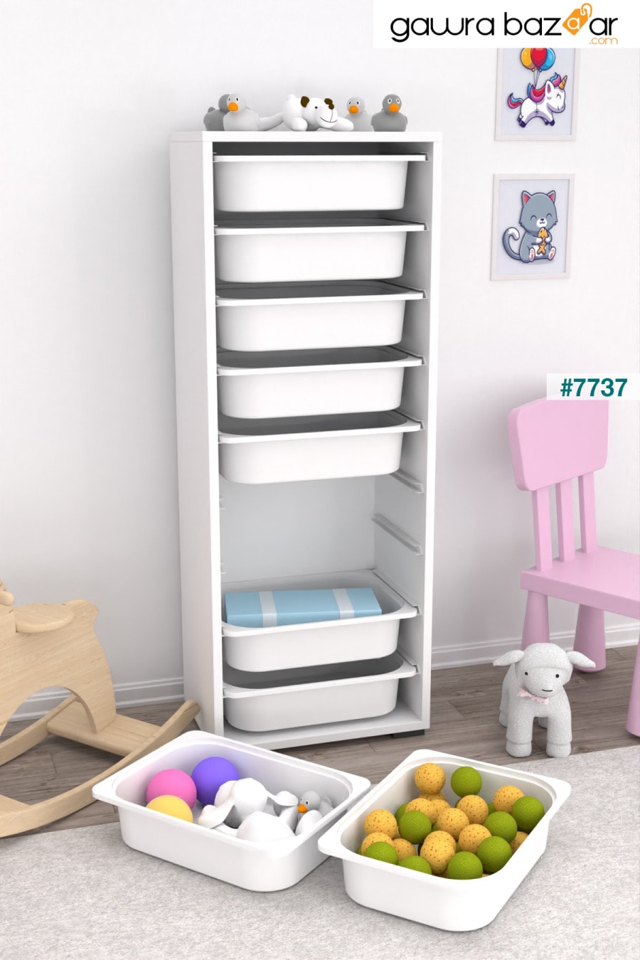 خزانة مطبخ 9 دولاب ملابس خزانة ألعاب متعددة الأغراض خزانة تخزين للحمام باللون الأبيض Pratico 2