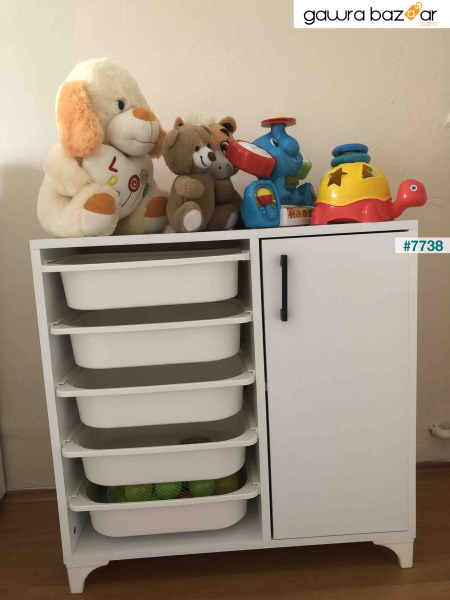 خزانة ألعاب مع 5 سلال خزانة ملابس متعددة الأغراض أبيض