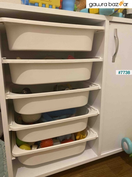خزانة ألعاب مع 5 سلال خزانة ملابس متعددة الأغراض أبيض