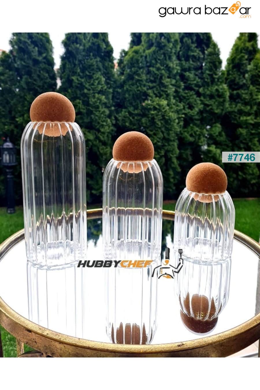 جرة زجاجية بغطاء كرة فطر مجموعة من 3 HUBBYCHEF 2