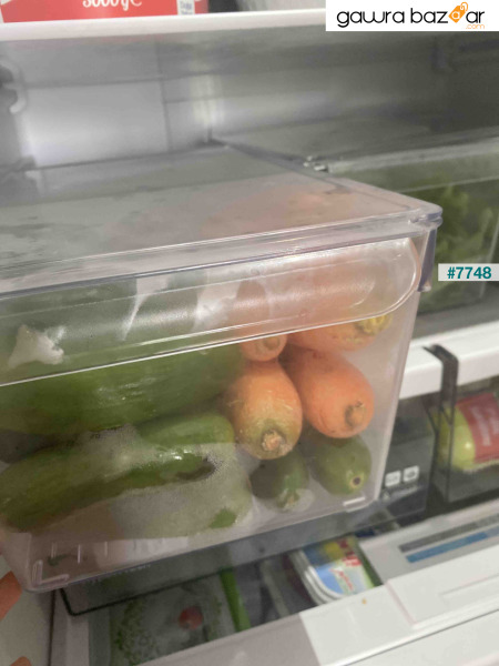 طقم منظم للثلاجة من 3 قطع مع غطاء شفاف لحفظ الفواكه والخضروات