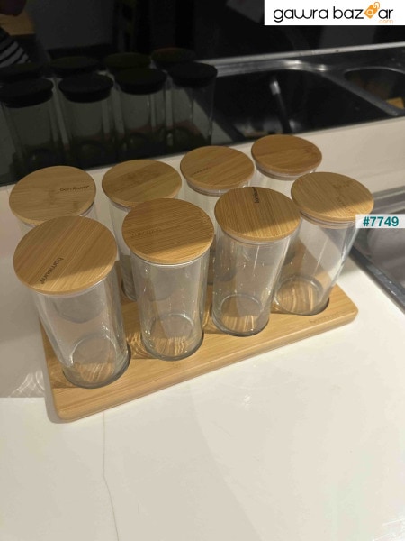 Standy - طقم توابل 9 قطع مع مجموعة حاويات تخزين زجاجية