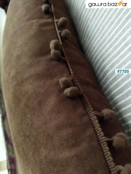 عبوة من قطعتين بغطاء وسادة بوم بوم بني صغير الحجم قطعتين 30 × 50 سم