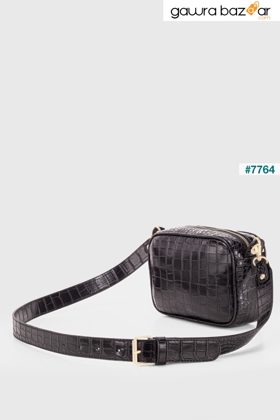 حقيبة كروس سوداء بمظهر جلد التمساح للسيدات 219 Housebags 1