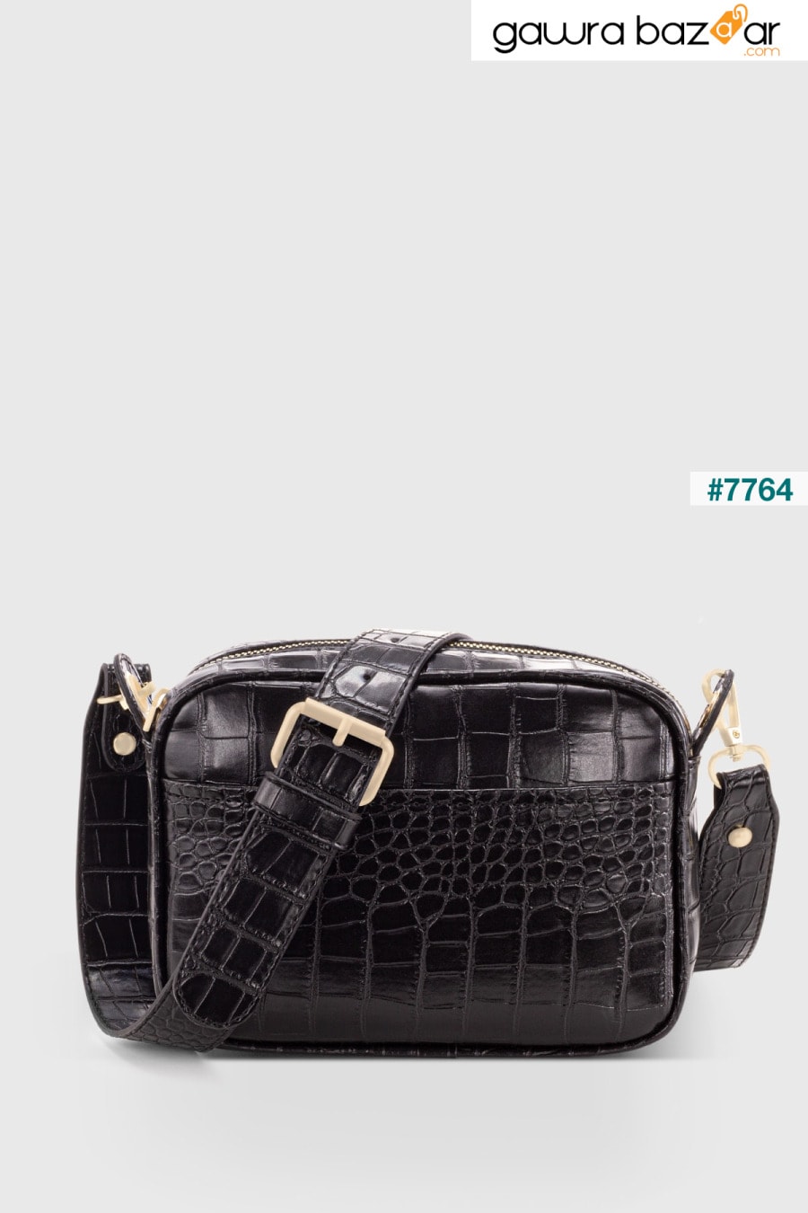 حقيبة كروس سوداء بمظهر جلد التمساح للسيدات 219 Housebags 0