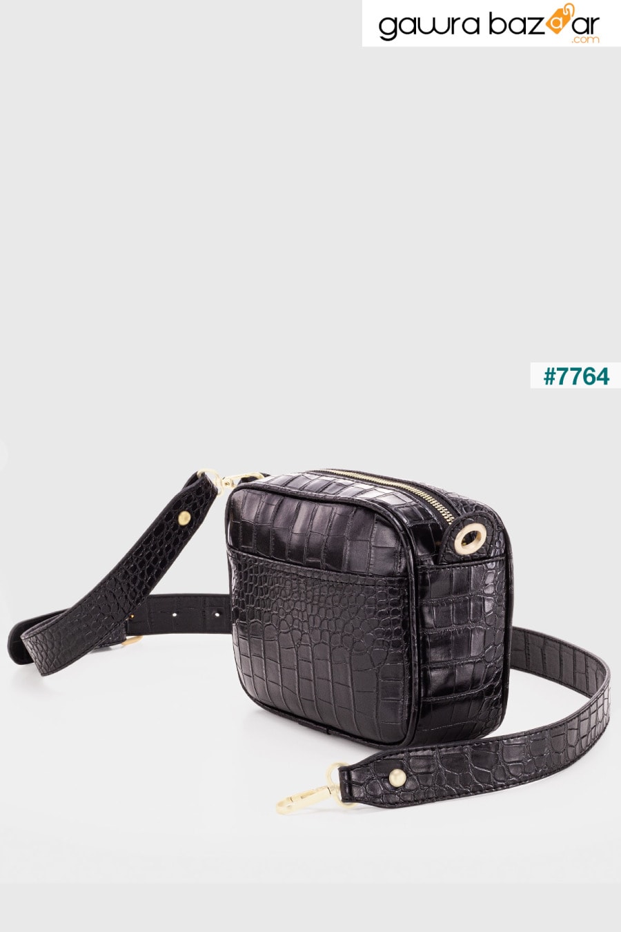 حقيبة كروس سوداء بمظهر جلد التمساح للسيدات 219 Housebags 2