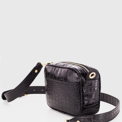 حقيبة كروس سوداء بمظهر جلد التمساح للسيدات 219