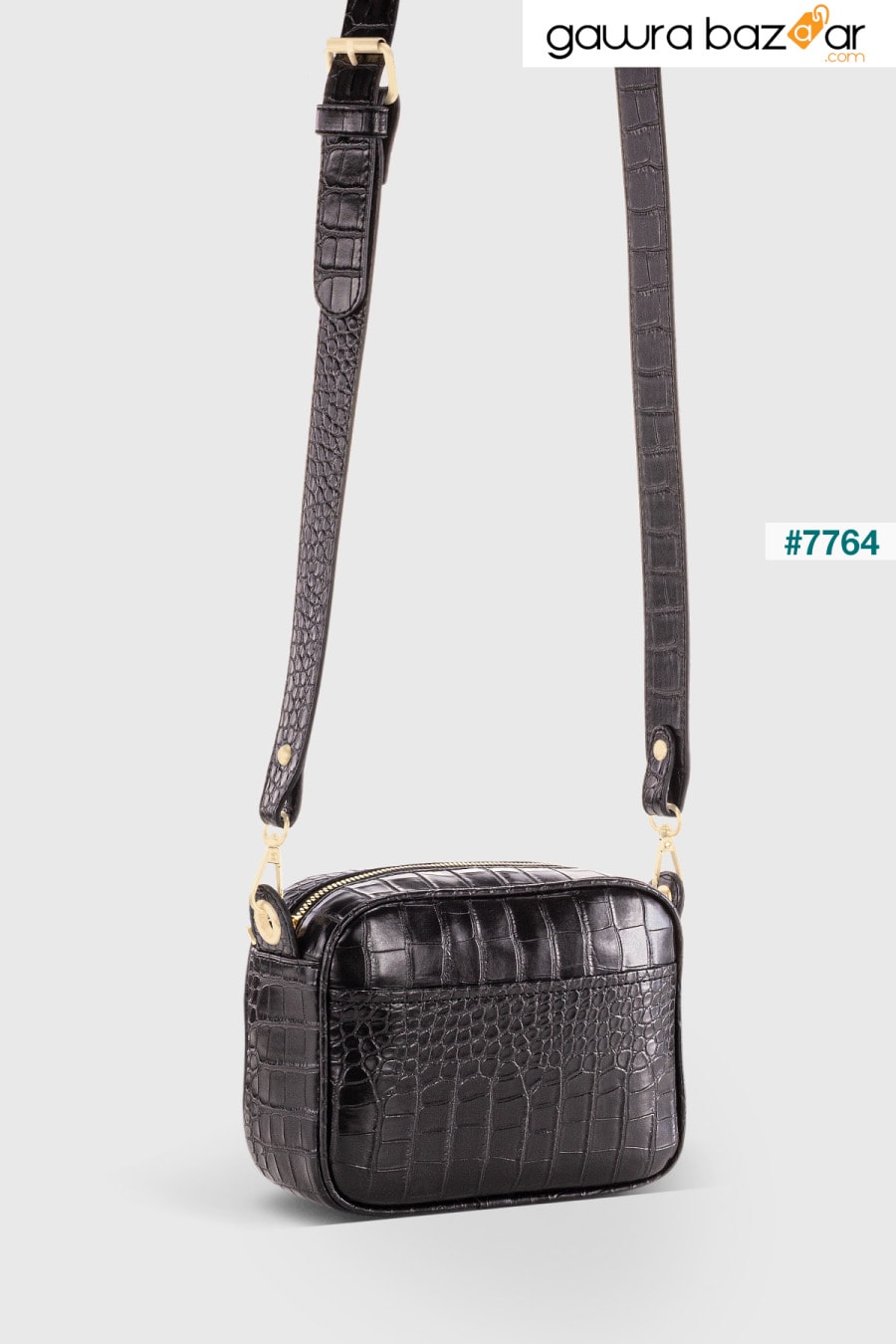 حقيبة كروس سوداء بمظهر جلد التمساح للسيدات 219 Housebags 3