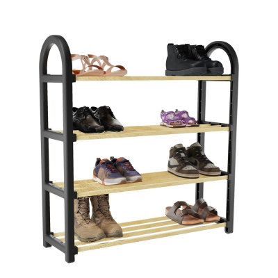 رف أحذية من الخشب الصلب مكون من 4 طبقات رف معياري متعدد الأغراض
