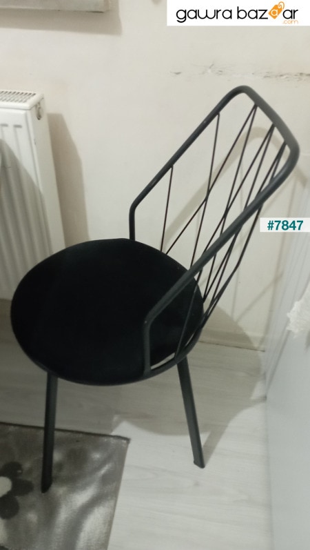 (4 LÜ) كرسي مطبخ من سلك معدني احترافي Yıldız كرسي مطبخ مصنوع من نسيج Babyface