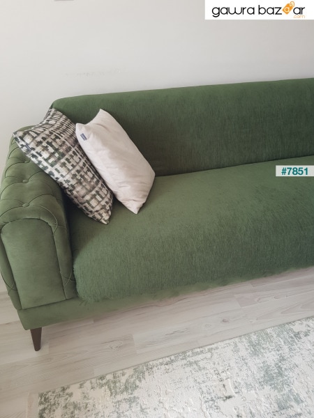 غطاء أريكة شينيل مزدوج الوجهين باللون الأخضر من Nefti غطاء أريكة سرير رمي