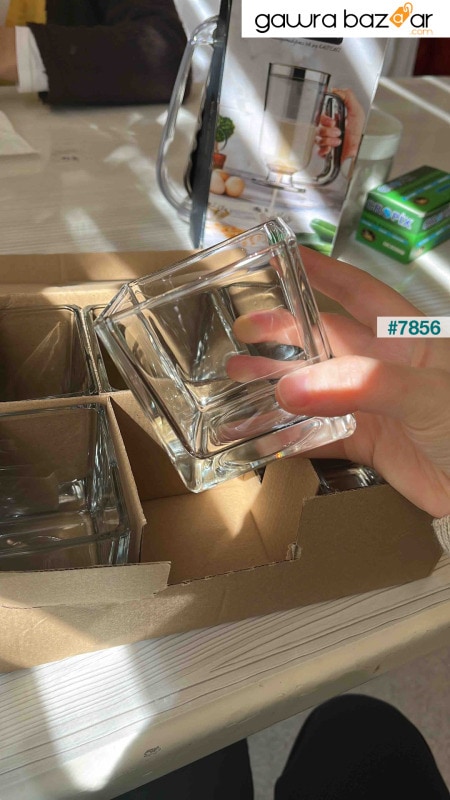 9x9 زجاج كبير 6 قطع طقم آيس كريم ماجنوليا مربعة - وعاء جامبو