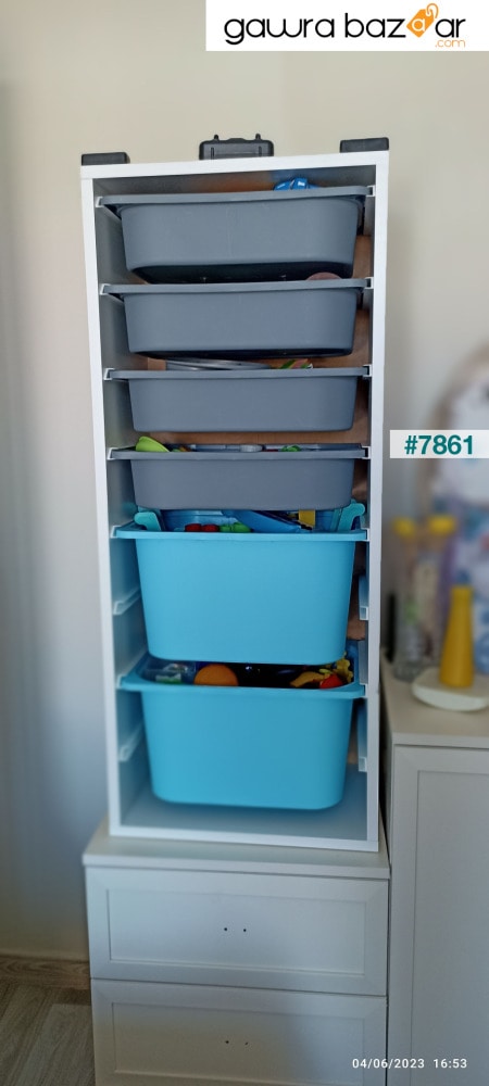2 Big 4 خزانة ألعاب صغيرة متعددة الأغراض خزانة ألعاب للمطبخ باللون الأزرق والرمادي