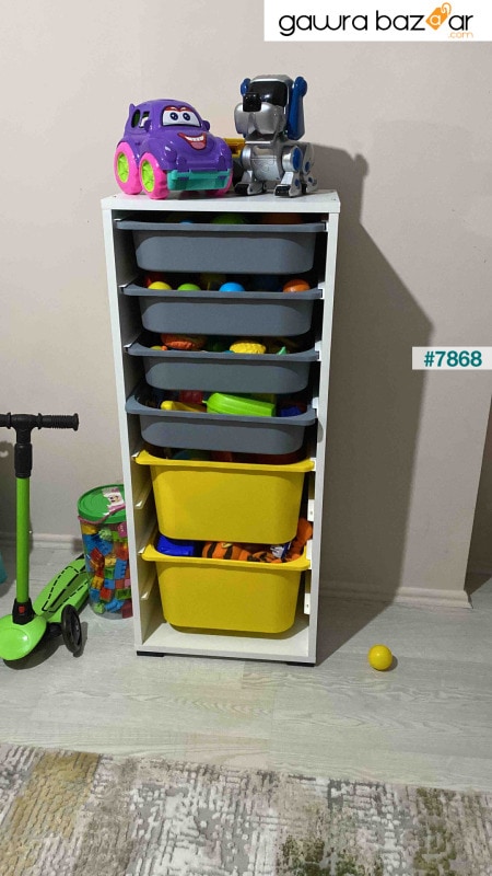 2 Big 4 خزانة ألعاب صغيرة متعددة الأغراض للمطبخ والحمام خزانة ألعاب باللون الأصفر والرمادي