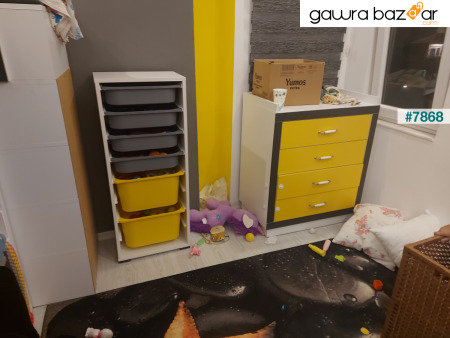 2 Big 4 خزانة ألعاب صغيرة متعددة الأغراض للمطبخ والحمام خزانة ألعاب باللون الأصفر والرمادي