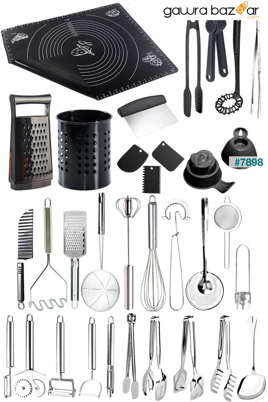 34 قطعة أدوات مطبخ سوداء مجموعة المهر أدوات مطبخ عملية تخدم أنواع الملقط Mirilliahome 0