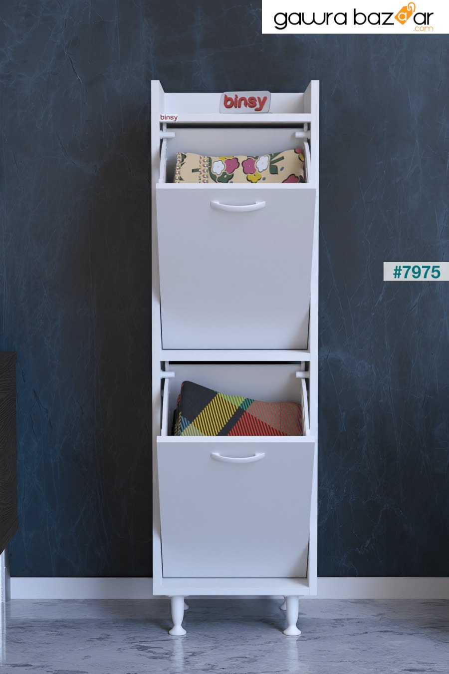 ليندا ، 2 باب ، خزانة ملابس قذرة ، خزانة حمام متعددة الأغراض ، 120x39 ، أبيض Binsy 2
