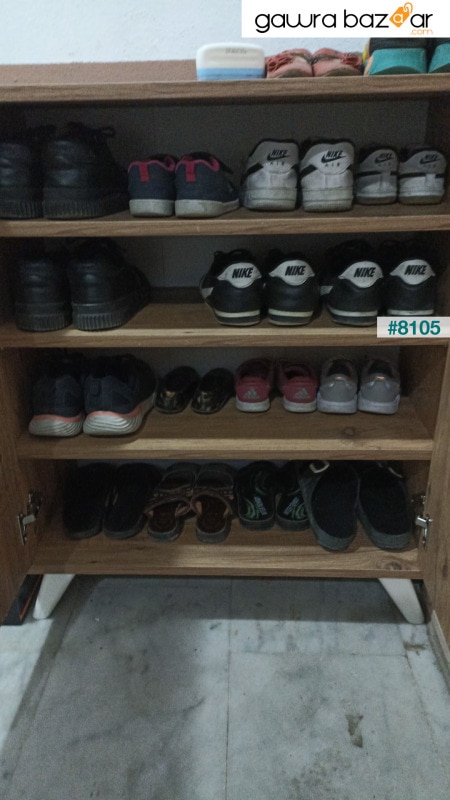 خزانة أحذية متعددة الأغراض مع 4 أرفف و 2 باب خزانة أحذية من خشب الصنوبر