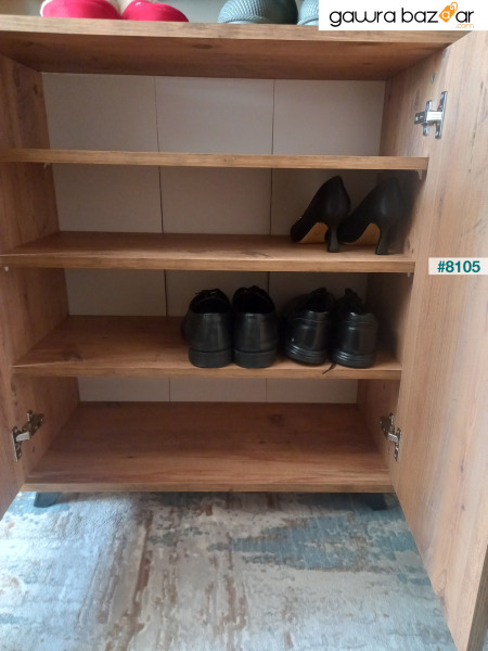 خزانة أحذية متعددة الأغراض مع 4 أرفف و 2 باب خزانة أحذية من خشب الصنوبر